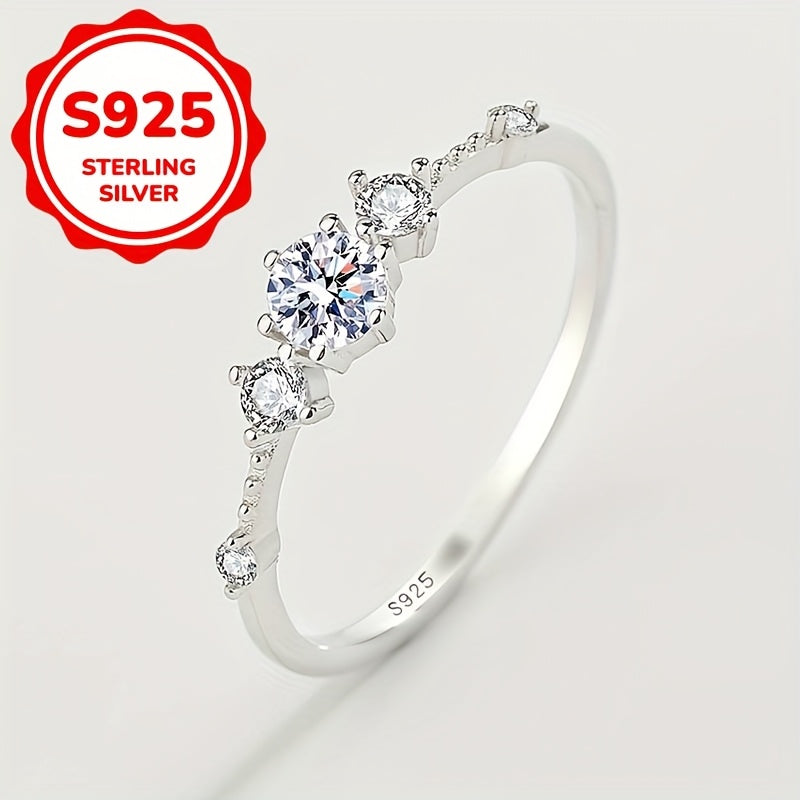 Exquisite Floral Design S925 Sterling Silver Ring with Cubic Zirconia, Ideal for Daily Wear and Valentine's Day - Featuring April Birthstone, Inspired by Korean and Japanese Fashion Trends, Elegant and Timeless Piece for 2022.