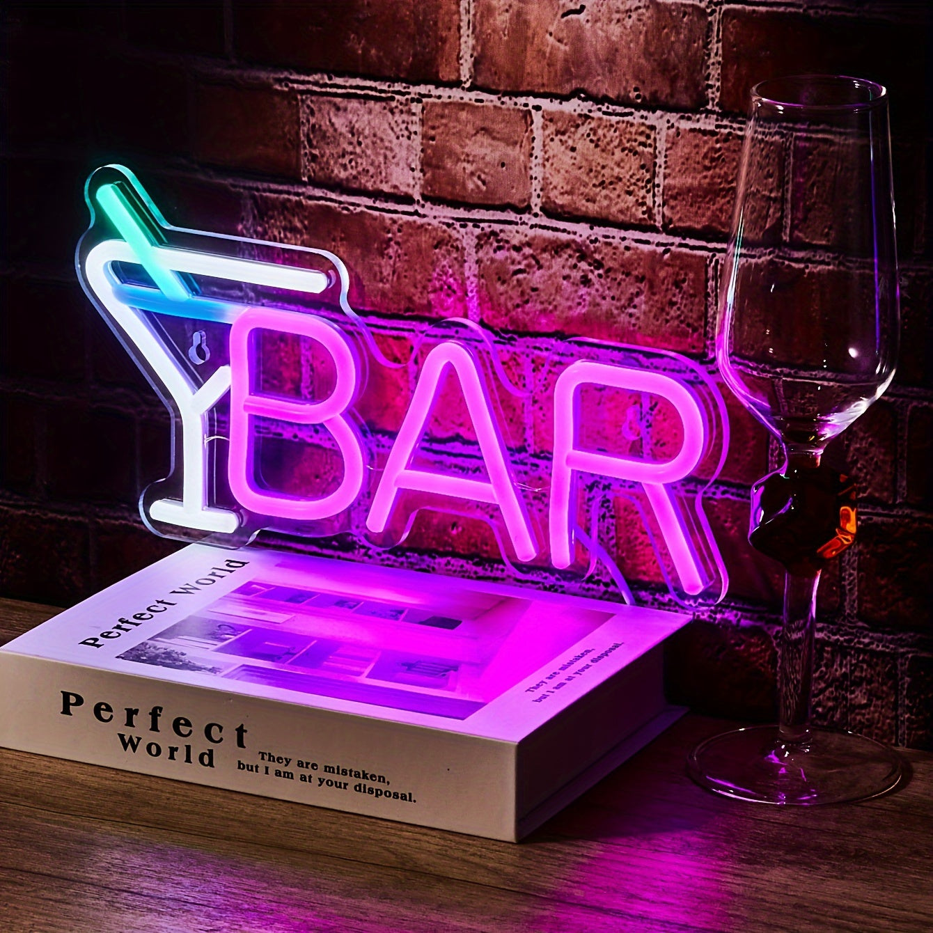 Vibrant Pink LED Neon Sign with Cocktail Glass Illustration - USB Powered, Wall-Mountable for Home Bars, Parties, Weddings & Celebrations