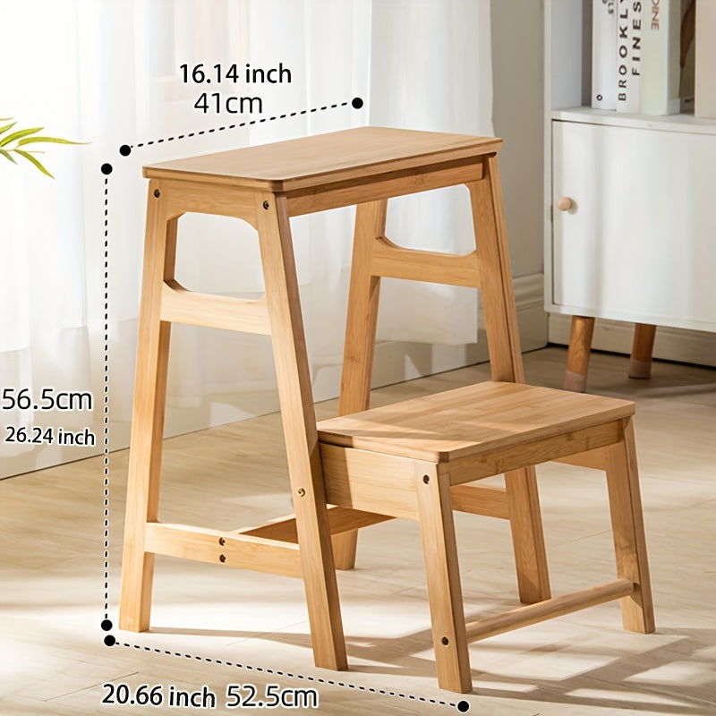 Folding Step Stool made from Bamboo - Convenient, Versatile Ladder Design for Home, Simple to Clean