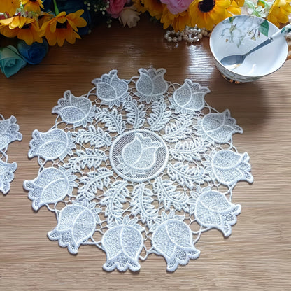 Elegant European lace coaster set for table protection.