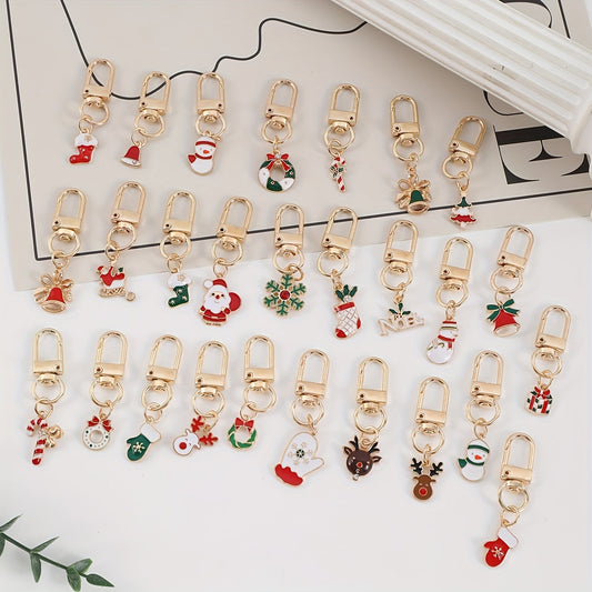 Get Festive with our Popular Choice: 27pcs Christmas Keychain Set featuring Charming Cartoon & Anime Charms. Made with Alloy and Lobster Clasp, these accessories are Perfect for adding holiday cheer to Women's Bags & Keys.