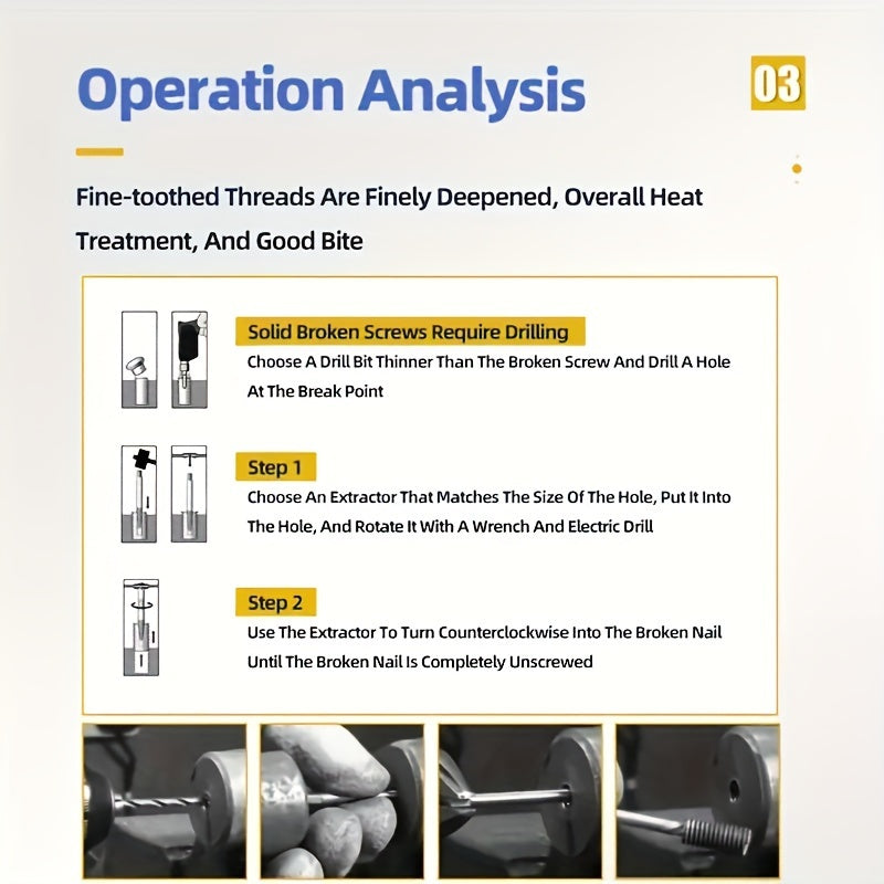 6-piece Screw Extractor Set for Broken Bolts and Damaged Screws