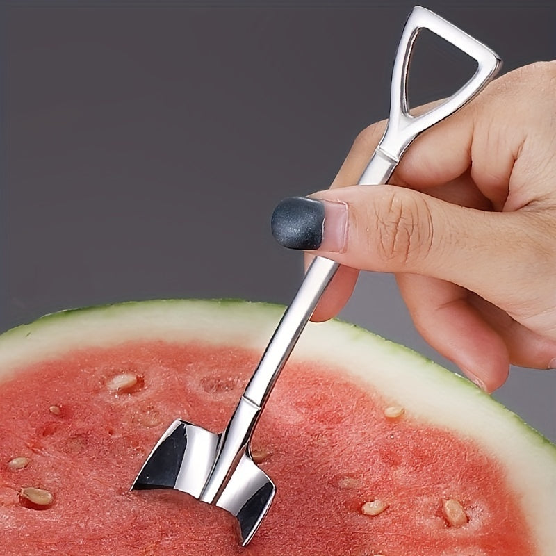 Set of 4 adorable stainless steel shovel spoons for dessert and fruit scooping in the home.