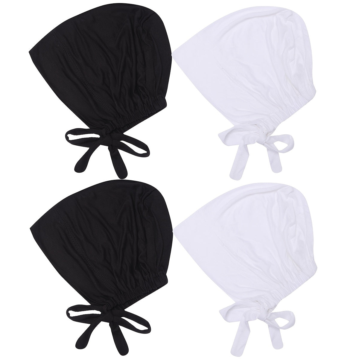 Adjustable Modal Undercap Set includes 4pcs of breathable, stretchy lace-up inner hijab caps for women in solid colors.