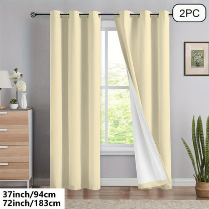 2 blackout curtains for home décor, 100% full blackout with white lining, 54x84 inches, off-white.