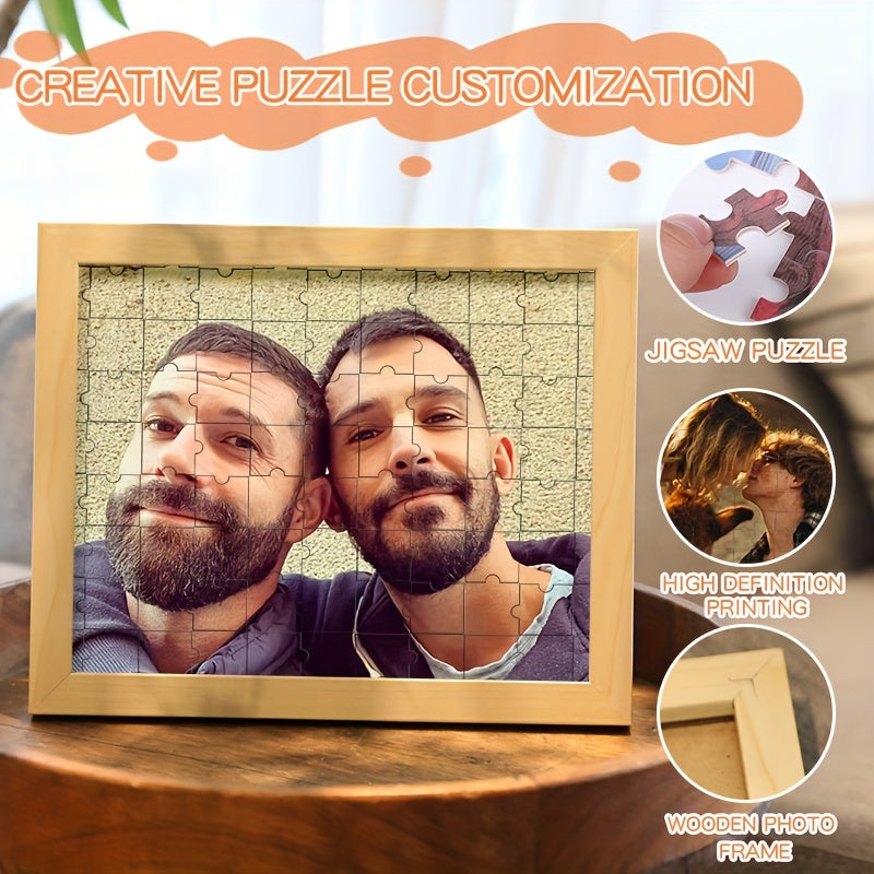 Create a custom photo puzzle frame for couples, friends, and family - featuring high definition printing and a wooden frame. Ideal for birthdays, anniversaries, and other special occasions.