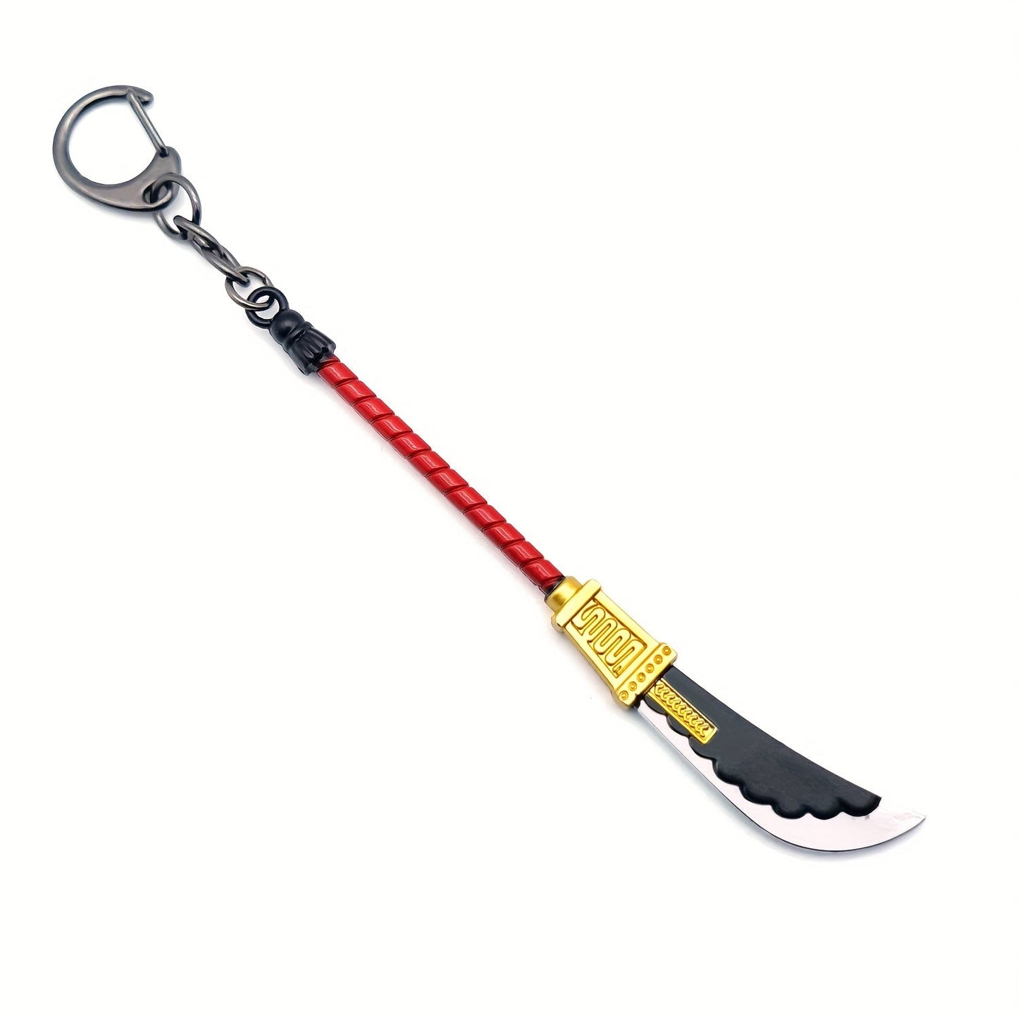 [Fan Favorite] Eye-catching Anime-Inspired Red & Gold Sword Keychain - Durable Zinc Alloy Metal Weapon Replica with Stylish Black & Red Braided Cord, Cool Cartoon Knife Design, Perfect Birthday Present for Both Guys & Gals