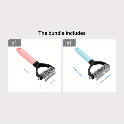 Durable stainless steel pet comb for cats and dogs, removes mats and tangles efficiently.