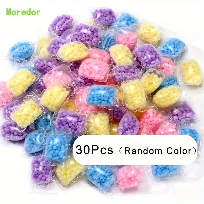 Laundry scent beads available in packs of 30, 50, or 100 for long-lasting fragrance and odor removal. Ideal for commercial laundry rooms and wholesalers.