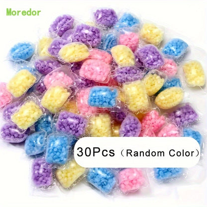 Laundry scent beads available in packs of 30, 50, or 100 for long-lasting fragrance and odor removal. Ideal for commercial laundry rooms and wholesalers.