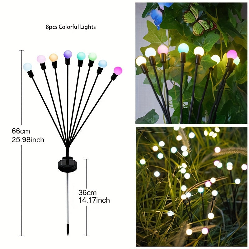 6/8/10 Solar Lawn Lamps with Wind-Driven LED Firefly, Garden Festival Decoration