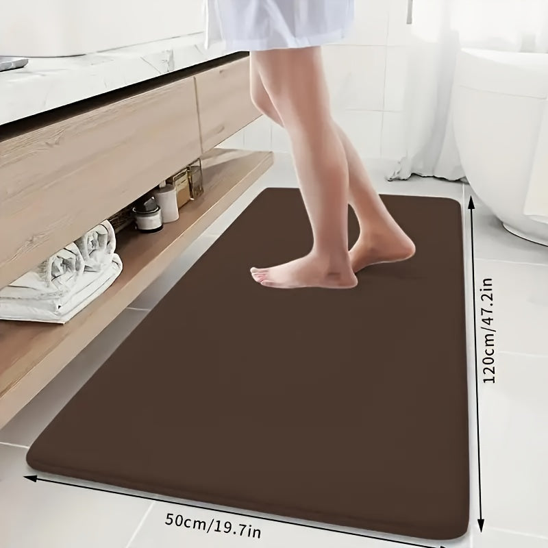 Soft and durable polyester bathroom mat with geometric design, ideal for shower, bathtub, bedroom, and living room. Versatile and non-slip, it is highly absorbent and machine washable.