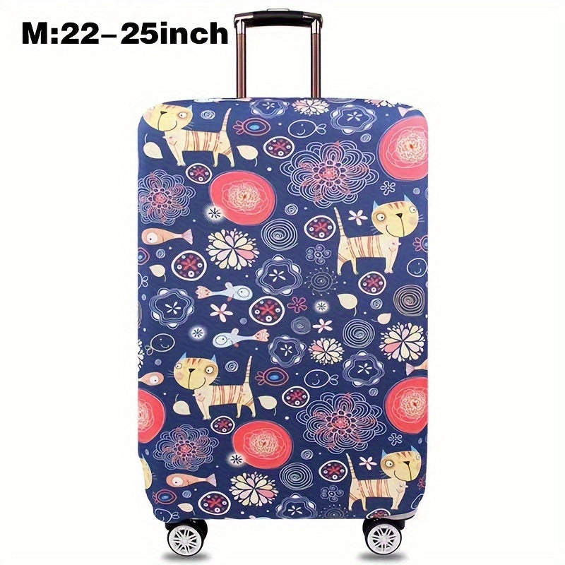 Cartoon patterned elastic luggage cover for travel suitcase or trolley duffle case.