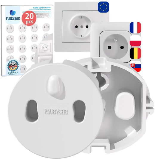 Protect your child with this 20-pack of safety outlet covers. These covers are made of BPA-free ABS material and are easy to install. They are white in color and compatible with French, German, Belgian, Polish, Slovak, Czech, Spanish, Dutch, and