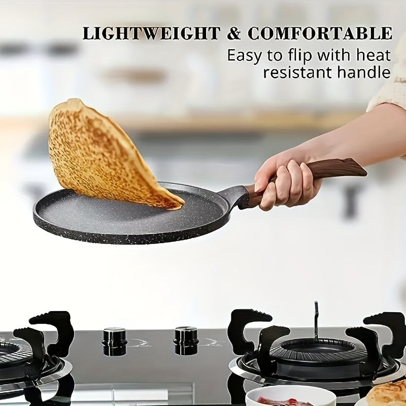 Aluminum Crepe Pan with Non-Stick Coating, Safe for Induction Stovetops, Versatile Skillet for Making Tortillas, Pancakes, and Wraps, PFOA-Free Kitchen Cookware, Hand Wash Only with Aluminum Handle, Size: 28cm/11inch