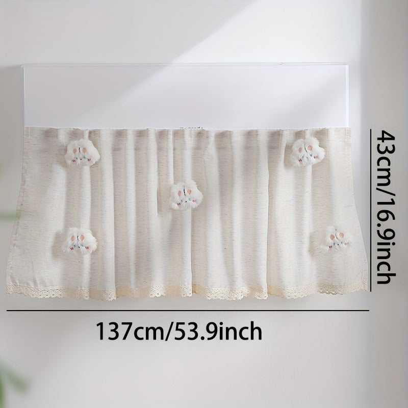 Windproof Air Conditioning Curtain with Breathable Material that Blocks Cold Air, featuring an adorable plush doll attachment. This Anti-Blowing, Windproof Door Curtain is perfect for keeping out dust and drafts in style with its gauze fabric art design.