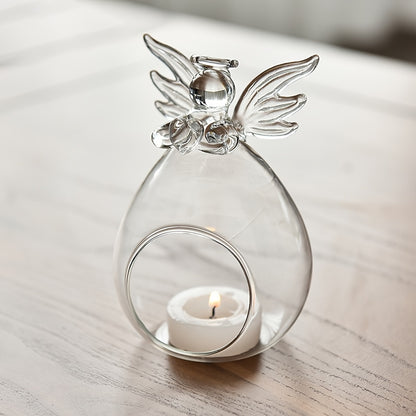 Stylish angel-shaped glass vase for hydroponics, ideal for home and kitchen decor.