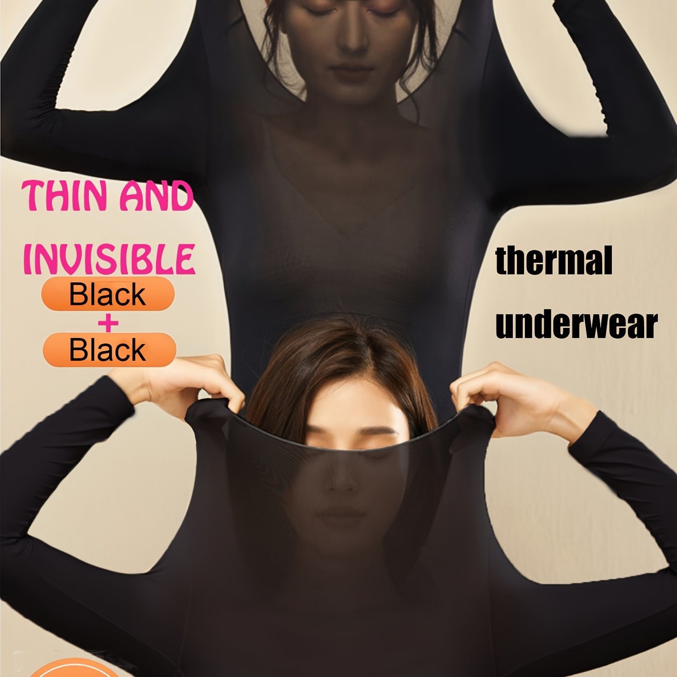 2pcs Seamless Ultra-thin Thermal Underwear Set for Women, Soft & Comfy Long Sleeve Top.