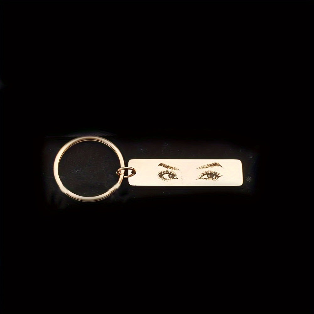 Custom Eye Photo Couples Keychain Featuring Laser Engraved Eye Photo on Stainless Steel – Perfect Jewelry Gift for Your Special Someone