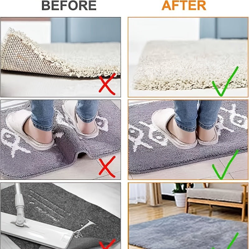 This non-slip carpet tape is reusable and washable, with double-sided adhesive to prevent curling. It is suitable for use on hardwood floors and tiles.