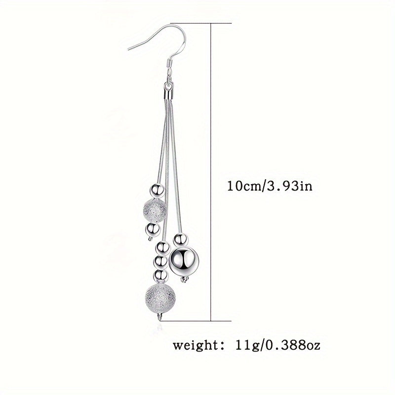 Drop earrings made of 925 sterling silver with a silvery tassel design, offering high quality and hypoallergenic jewelry for casual dating. Perfect for adding a touch of elegance to any female's outfit.