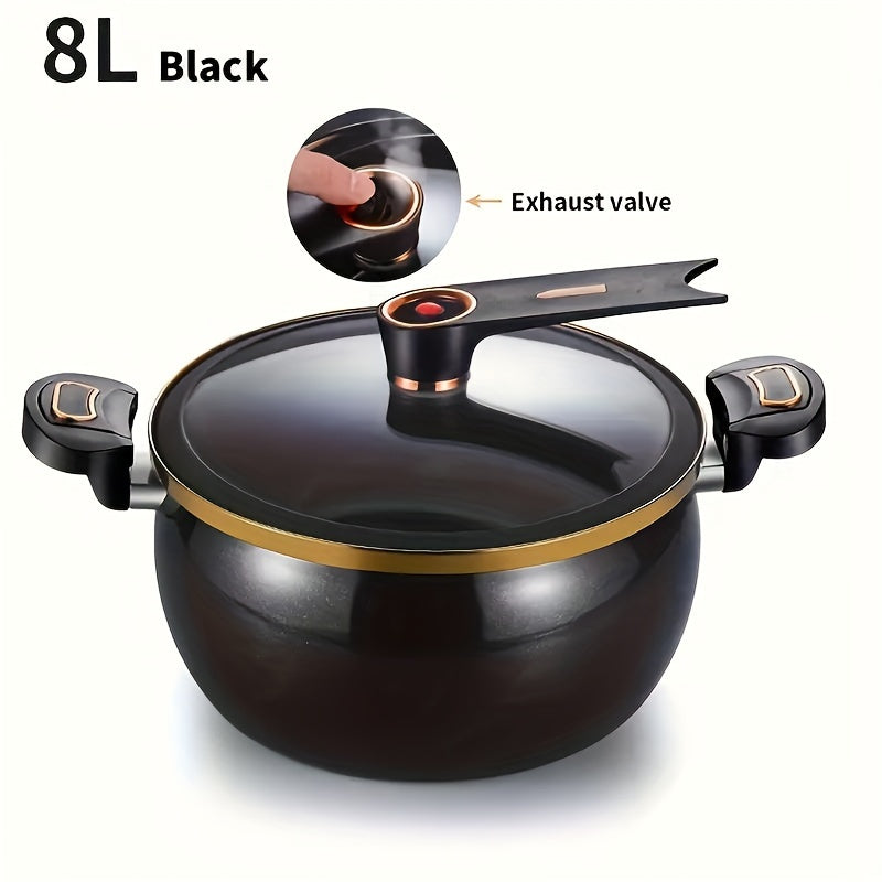 Versatile 8L Premium Cast Iron Stockpot with Lid - Perfect for Stew, Soup, and Boiling - Easy to Clean, Dishwasher Safe, Compatible with Induction, Gas, and Electric Stoves