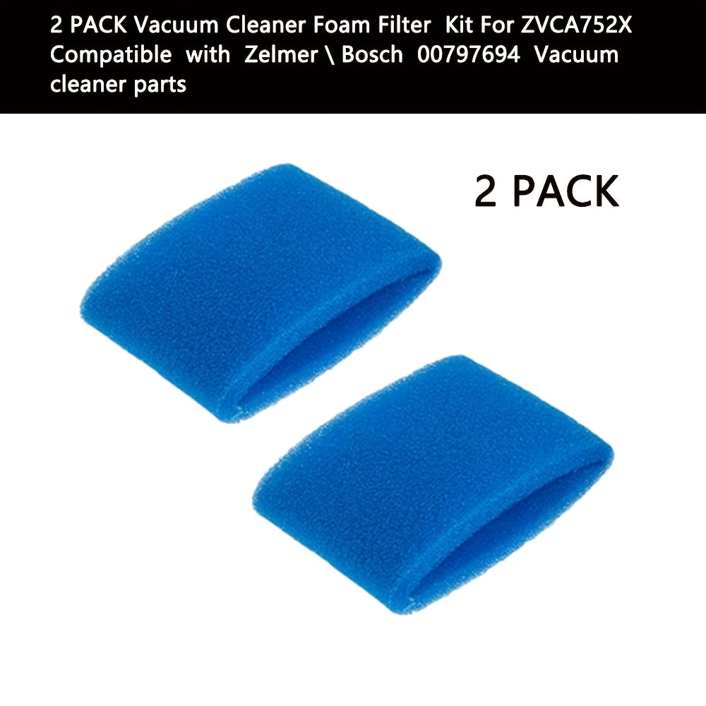 Blue Foam Filter Kit for ZVCA752X Vacuum Cleaner - Set of 2, Fits Zelmer & Bosch 00797694 Parts