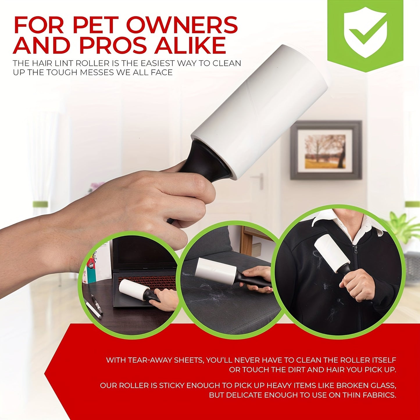 Lint roller refills with extra stickiness, ideal for removing pet hair from furniture and clothes. Available in 40, 120, 160, or 240 sheets. Easy tear-off design for convenient use. Perfect