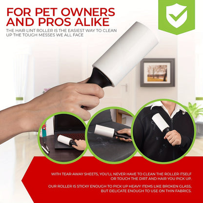 Lint roller refills with extra stickiness, ideal for removing pet hair from furniture and clothes. Available in 40, 120, 160, or 240 sheets. Easy tear-off design for convenient use. Perfect