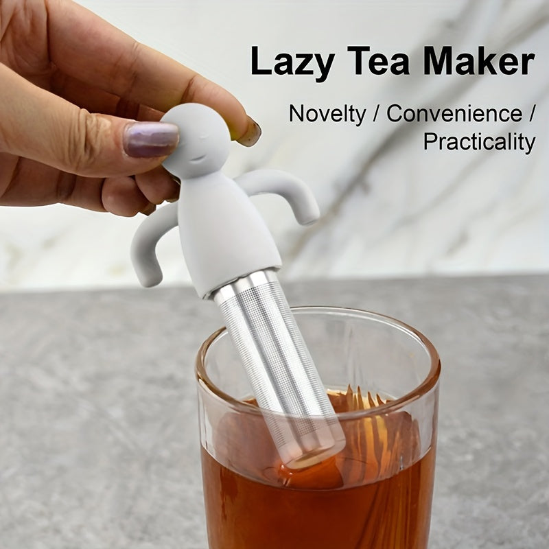 Durable stainless steel fine mesh tea infuser featuring a silicone hook handle - perfect for effortlessly hanging on cups and mugs. Enjoy your favorite loose leaf teas with ease.