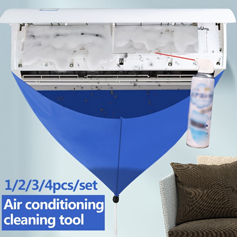 EcoClean Air Conditioner Cleaning Kit - Pack of 4, Non-Electric Water Catcher Duster Set for Wall-Mounted Units. Includes Portable AC Maintenance Tools and Dust Collection Bag.