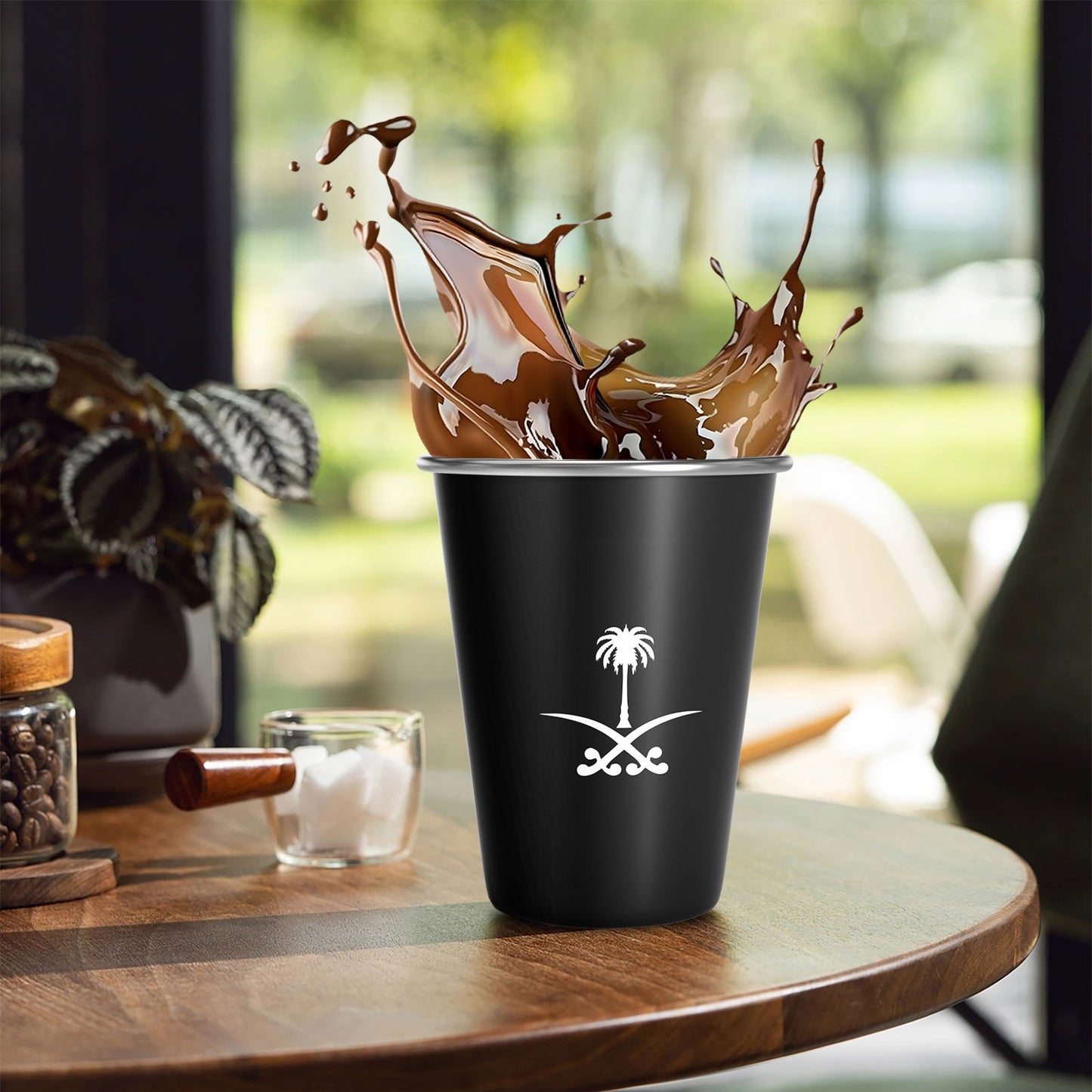 350ML Stainless Steel Water Cup featuring Saudi Arabia Emblem; PVC Free, Insulated, Machine Washable, Ideal for Outdoor Camping, Parties, and Gifts