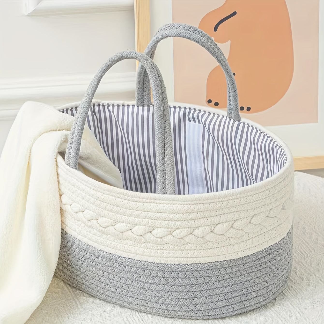 Spacious Woven Tote for On-The-Go Moms - Portable Storage Solution