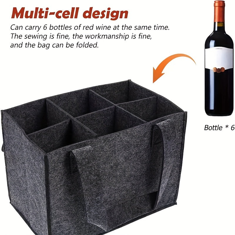 The Red Wine Portable Felt Bag can hold up to 6 bottles of wine or beer.