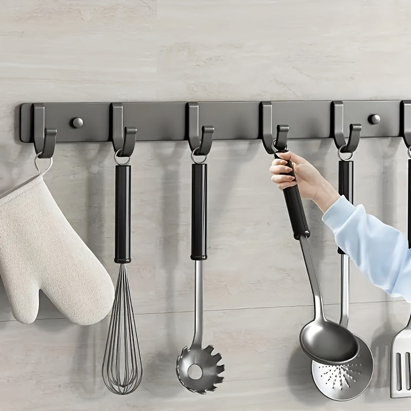 Multi-functional Wall Mount Storage Rod with Hooks - Ideal for Organizing Kitchen, Bathroom, and Living Room