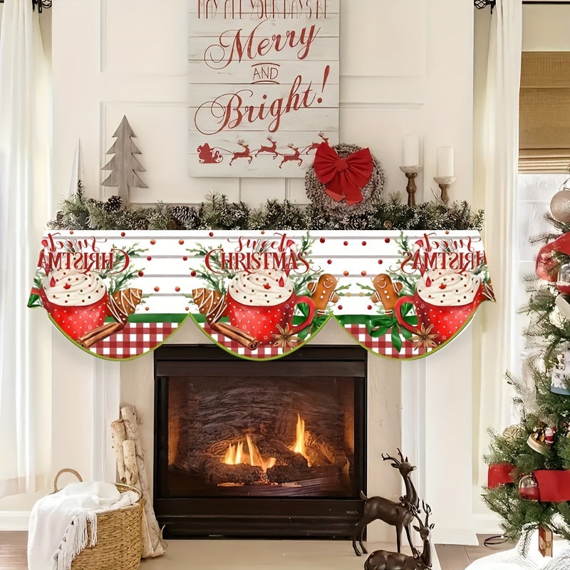 Christmas Candy and Cup Fireplace Mantle Scarf - Enhance Your Holiday Home Decor with this 49.78cm x 199.9cm Scarf, No Batteries Required