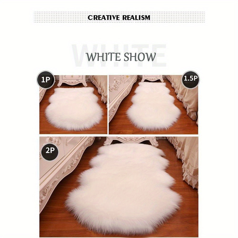 Artificial Sheepskin Long Hair Rugs - Soft Faux Fluffy Shaggy Carpets for Living Room and Bedroom, Non-Slip Home Decor Mats