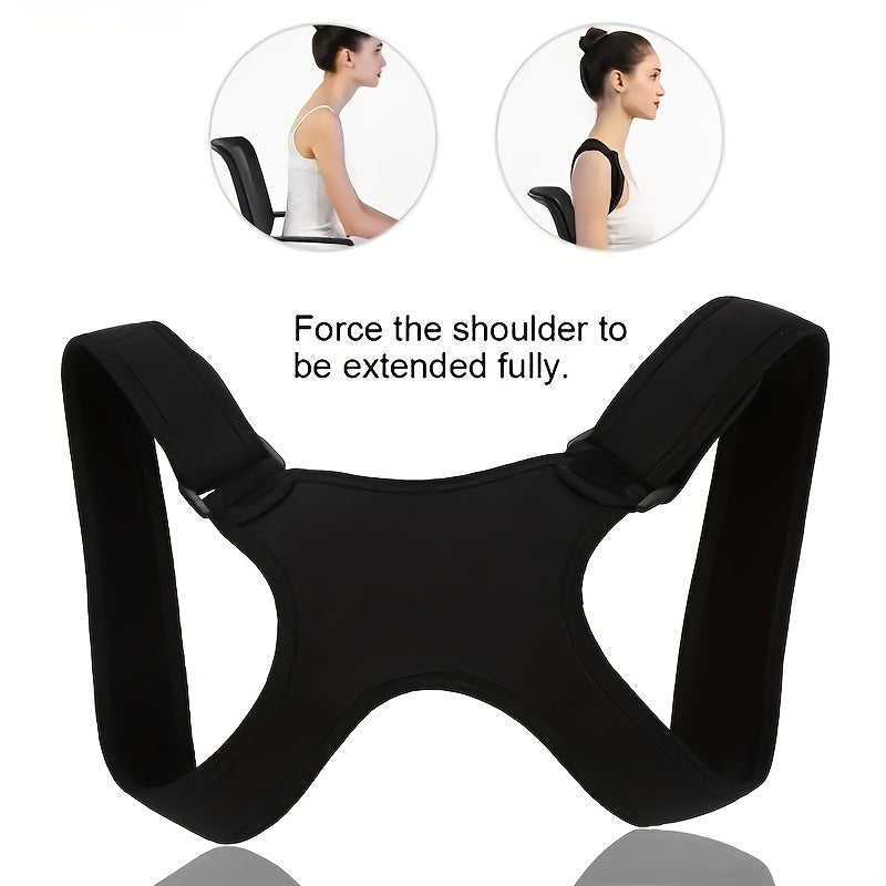 Men's posture corrector with polyester blend fabric, casual style, comfortable shoulder strap, invisible back support, hunchback prevention, hand washable, and slight stretch.