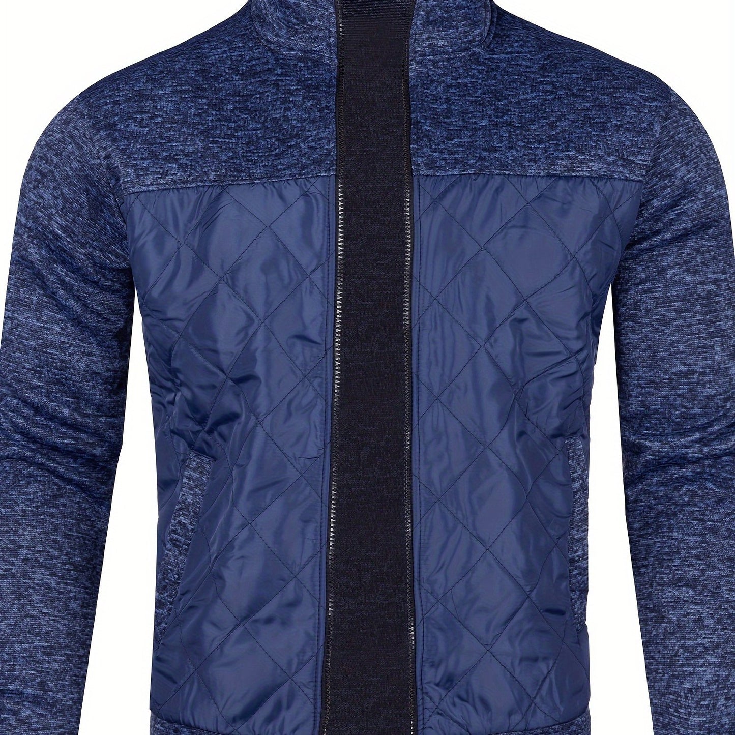 Men's Autumn/Winter Casual Knitted Cardigan Jacket with Stand Collar and Full Zip.