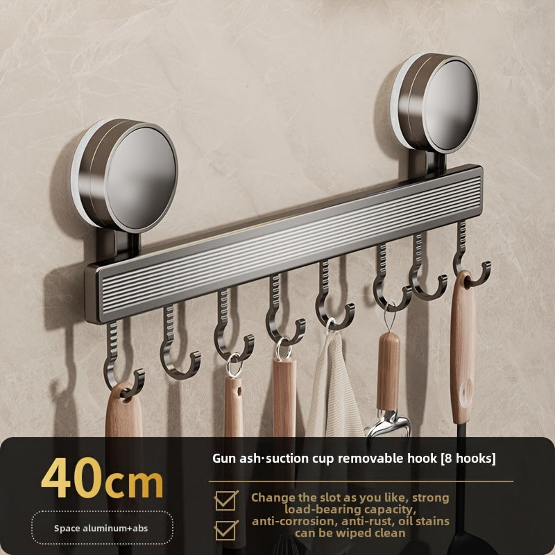 Convenient Suction Cup Kitchen Organizer - No-Drill Storage Rack for Utensils, Made of Strong Metal, Ideal for Spoons & Spatulas