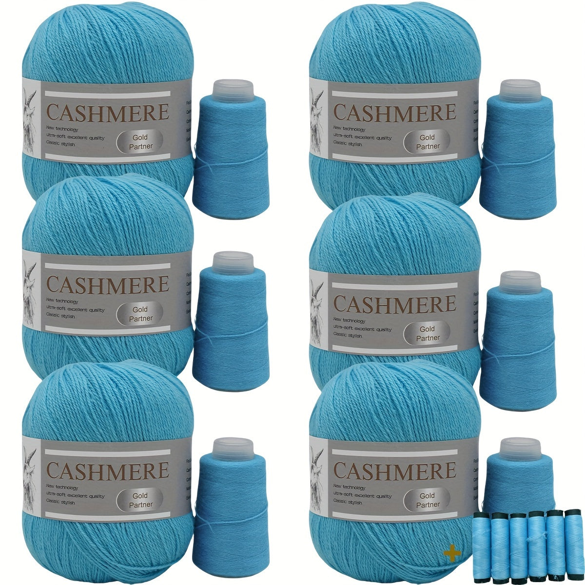 6 luxurious cashmere yarns for hand knitting and crocheting. Ideal for making sweaters, scarves, hats, shawls, cardigans, and gloves. High-quality, soft, warm, multicolored bundle in 10.58