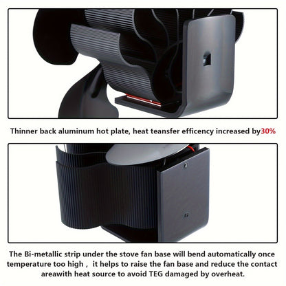 Upgrade your stove with our heat driven 4 blade fan design for silent operation. This fan efficiently distributes heat from your stove, wood burner, or fireplace. Enjoy a silent flue fireplace fan with high efficiency heat distribution.