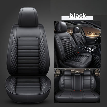 Luxurious 5-seater car seat covers set with faux leather surface, ideal for sedans and SUVs. Easy maintenance, non-textile weave, perfect New Year gift.