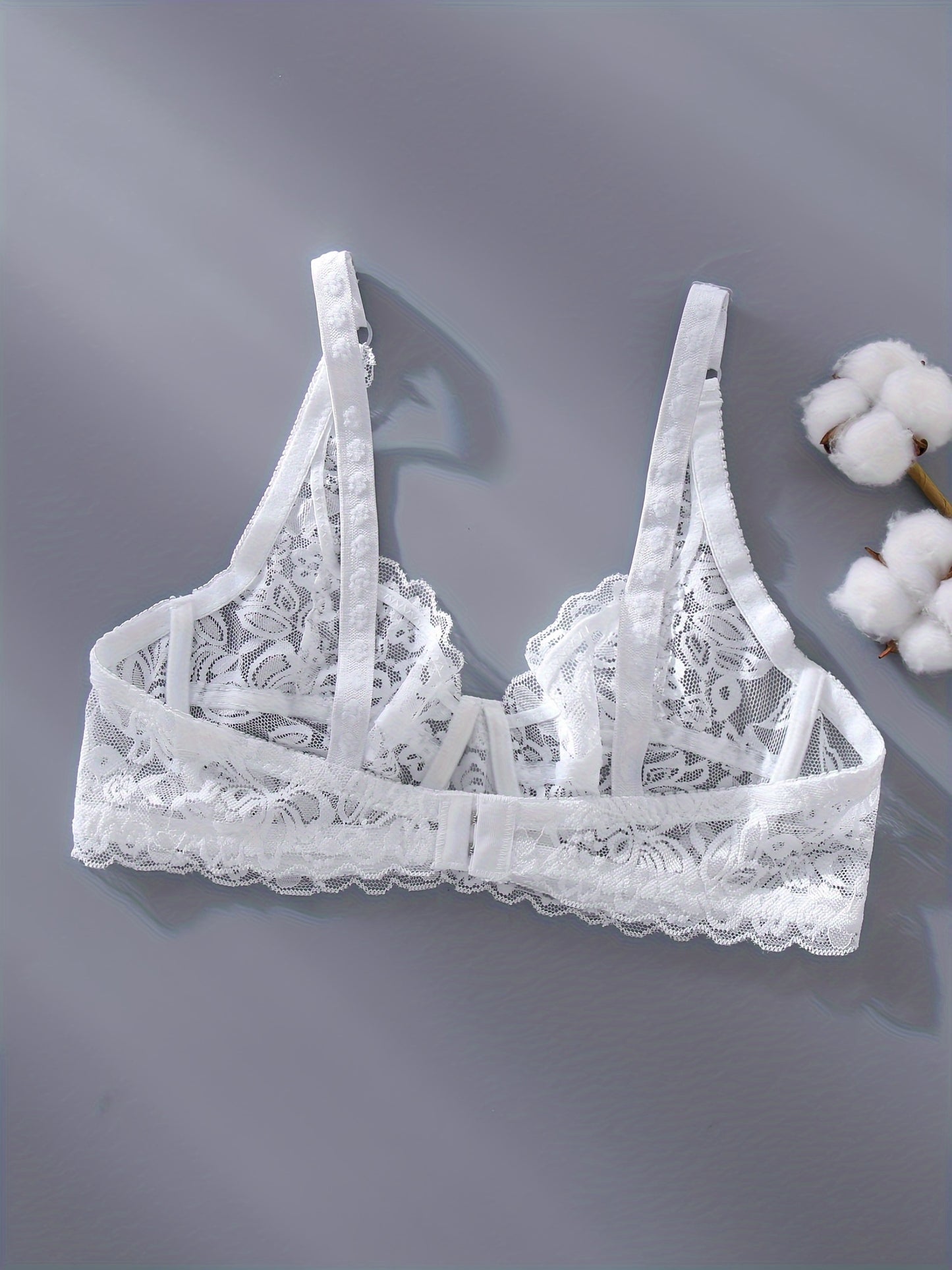 2 plain lace bras, semi-sheer and elegant for daily wear in women's lingerie.