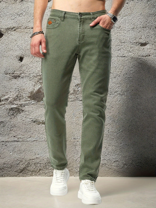 Stretchy denim jeans for men, ideal for casual outdoor wear.