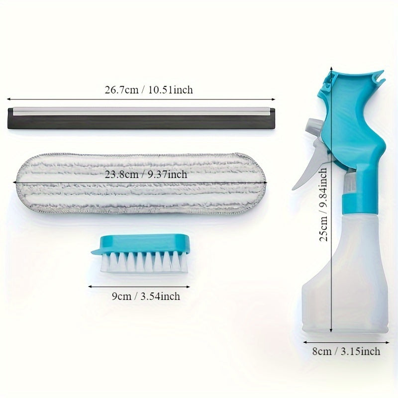 Versatile 4-in-1 Glass Cleaner Brush for multiple cleaning tasks on windows, mirrors, and tiles.