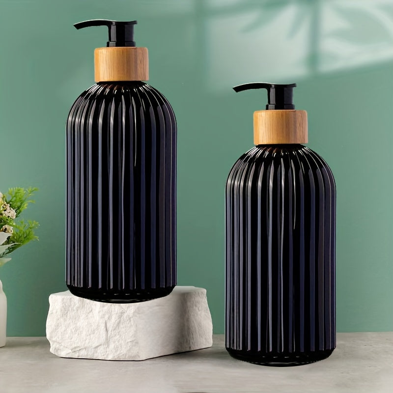 500ml Plastic Dish-Soap Dispenser Set with Bamboo Pump for kitchen and bathroom.