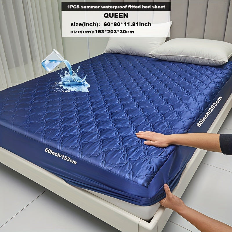 Protect your mattress with the 1pc Keduoduo Summer Waterproof Fitted Sheet. Made from thickened TPU satin, this sheet is cool and comfortable during the hot summer months. The machine washable, durable polyester fabric is 100% waterproof and features an