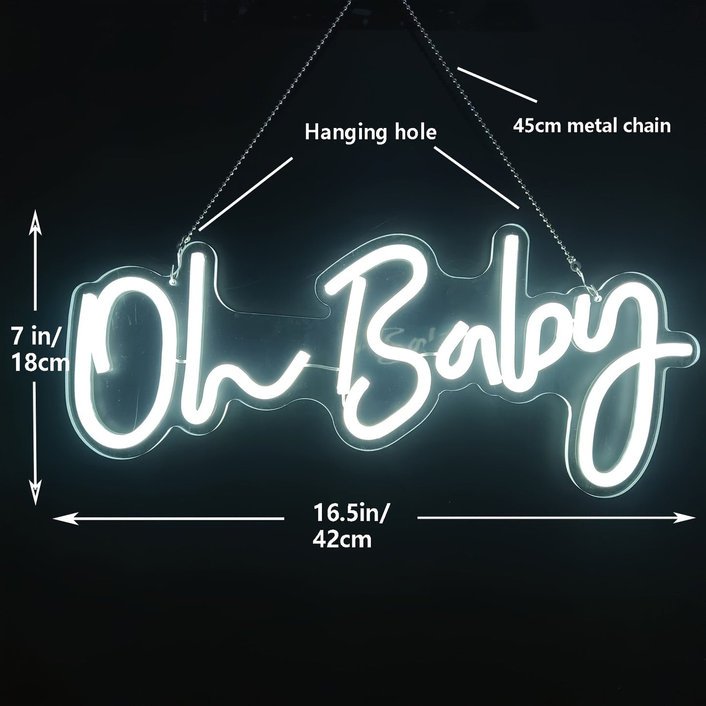 Neon light sign for baby room or events, with infinite dimming feature.