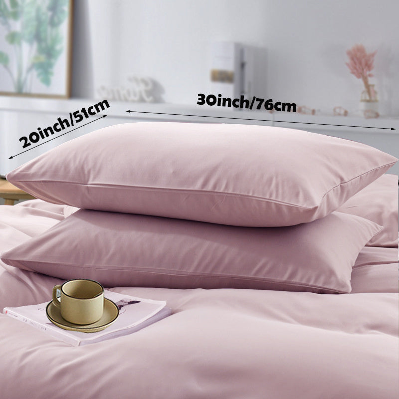 This set includes 2 soft sanded pillowcases made of 100% polyester. These non-wrinkle pillowcases are easy to care for and fade-resistant. They are crafted from lightweight 90g woven fabric that is machine washable. Please note that pillows are not